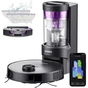 image:imageEureka Robot Vacuum with Bagless Self Emptying Station 2 in 1 Robotic Vacuum and Mop Combo 60Day Capacity 4000Pa Suction Auto Lifting Mop LiDAR NavigationNER E10sBlack