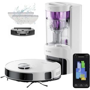 image:imageEureka Robot Vacuum with Bagless Self Emptying Station 2 in 1 Robotic Vacuum and Mop Combo 60Day Capacity 4000Pa Suction Auto Lifting Mop LiDAR NavigationNER E10sWhite
